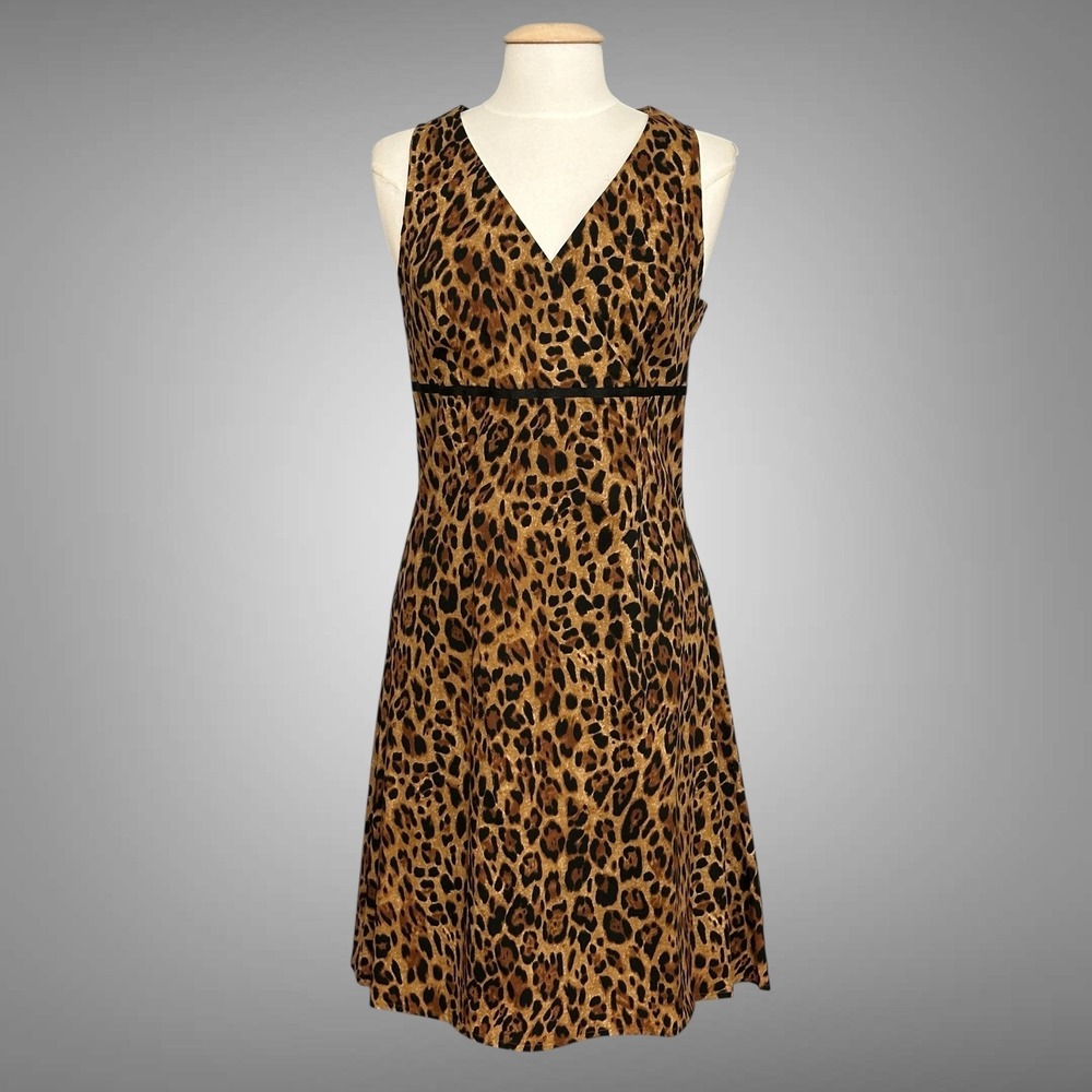VTG Y2K Samantha Rose Womens Dress 16 Brown Animal Print Babydoll Going Out Mob